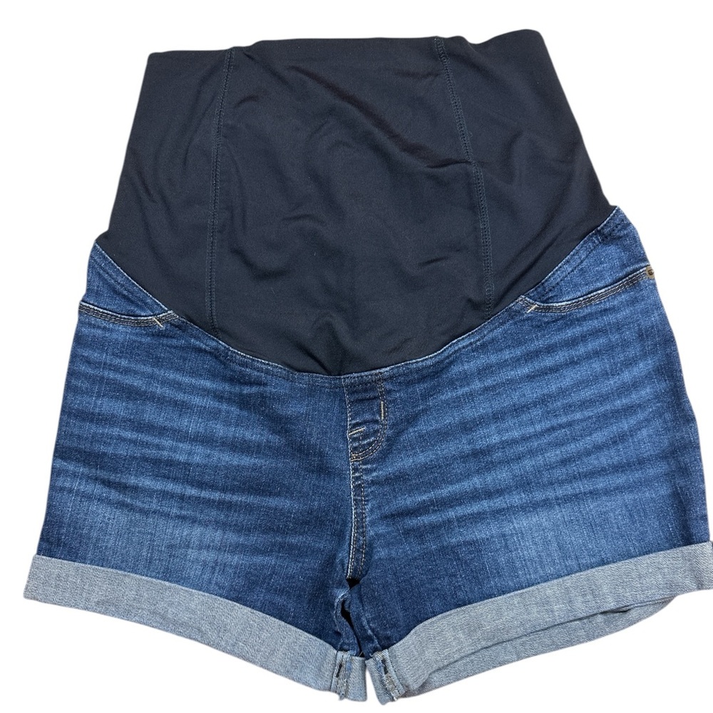 Isabel Maternity Midi Short Whiskers Darkwash Over The Bump Size 2/26